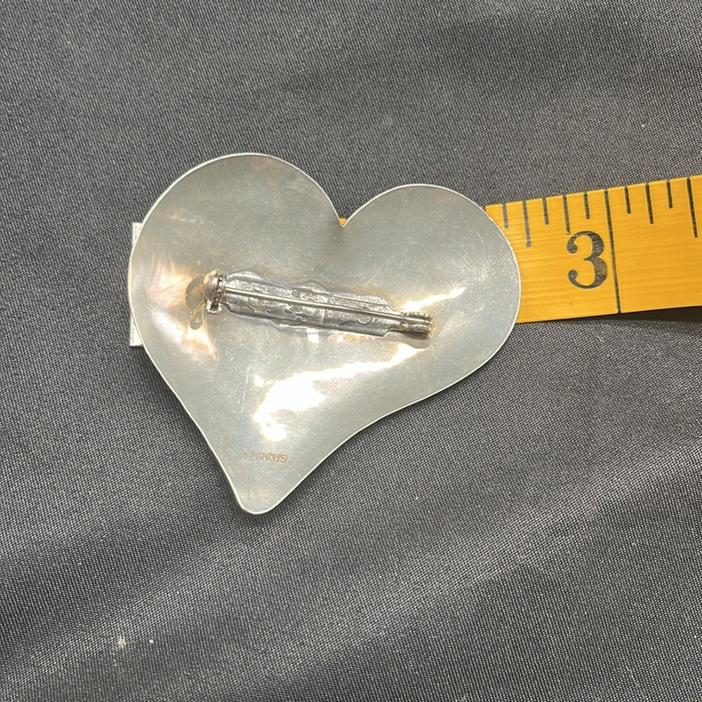 Large Sterling Silver Hammered Heart Pin - Picture 3 of 3